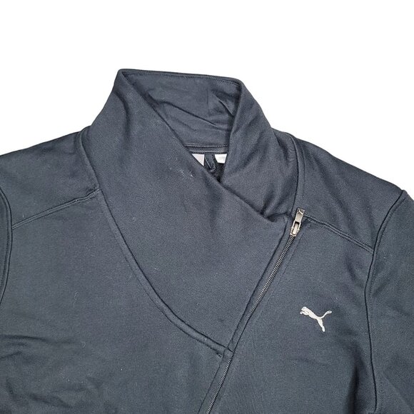Puma Women's asymmetrical Zip-Up black warm winter fall Jacket Black size L - Picture 4 of 4